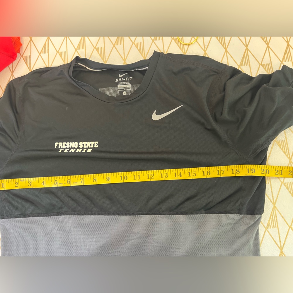 Nike UNISEX Fresno State University Tennis Black and Gray Dri-Fit Tee Sz L - Picture 5 of 11